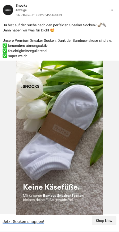Snocks Instagram Werbeanzeige