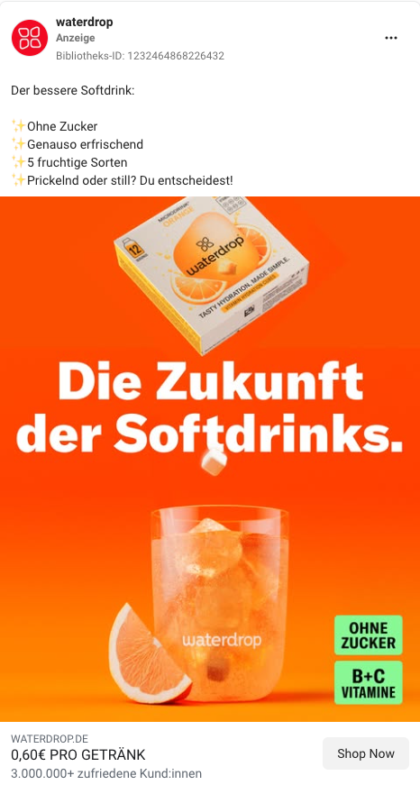 Waterdrop Instagram Werbeanzeige
