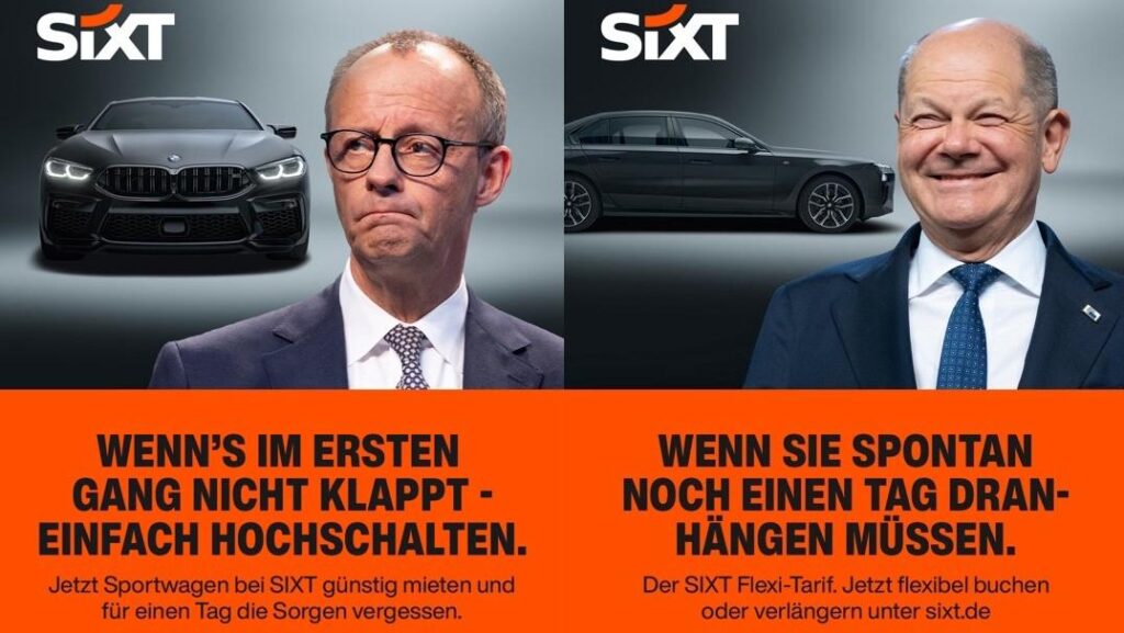 Sixt – Realtime-Anzeige zur Tagespolitik Print Werbung